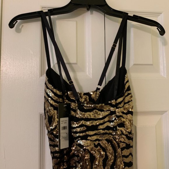 Bebe small gold sequin mini dress.  New with tag - Picture 4 of 5